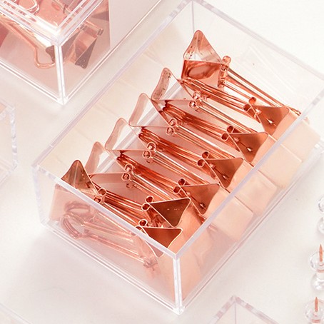 Rose Gold Binder Clips Paper Clips Sets With Box For Office